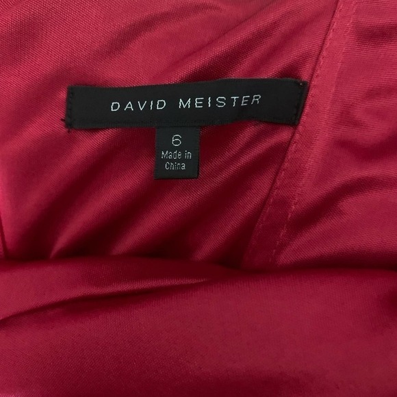 David Meister Red Shiny Cinched Mini Dress Size 6 - Picture 4 of 7